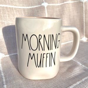 Rae Dunn MORNING MUFFIN Mug, New, Pearly White, Peach